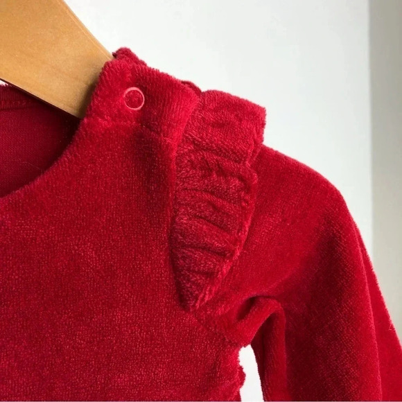 NWT Polarn O. Pyret holiday dress red velour ruffle size 1-2 months - Picture 6 of 11